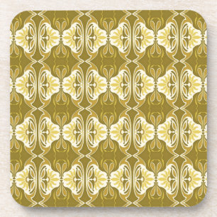 Art Deco-behangselpatroon - goud en wit Onderzetter