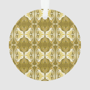 Art Deco-behangselpatroon - goud en wit Ornament