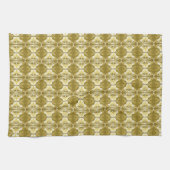 Art Deco-behangselpatroon - goud en wit Theedoek (Horizontaal)