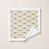  Art Deco Beige & Black Flower Blooms uit de jaren Bad Handdoek (Wasdoekje)