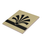 Art Deco Beige Black Geometric Flower Element 06 Tegeltje (Zijkant)
