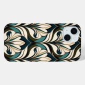 Art Deco Beige en Blauwgroen Case-Mate iPhone Case (Achterkant (horizontaal))