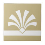 Art Deco Beige White Geometric Flower Element 06 Tegeltje<br><div class="desc">Een elegant wit deco-stijl geometrische bloemenvormgeving op een beige achtergrond decoratief keramisch tegels. Stijlvol design,  ideaal voor een moderne of kunstdeco-retro  binnenkant.</div>