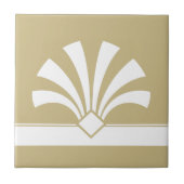 Art Deco Beige White Geometric Flower Element 06 Tegeltje (Voorkant)