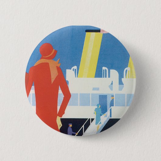 Art Deco Belgische veerbootposter Ronde Button 5,7 Cm (Voorkant)