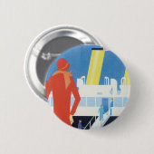Art Deco Belgische veerbootposter Ronde Button 5,7 Cm (Voorkant /achterkant)