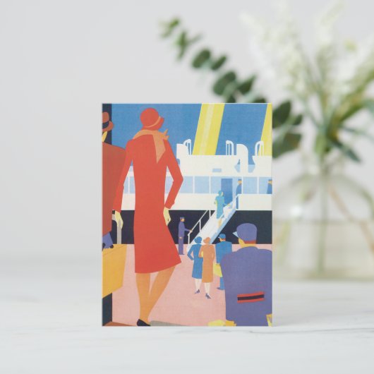 Art Deco Belgium Ferry Poster Briefkaart (Staand voorkant)