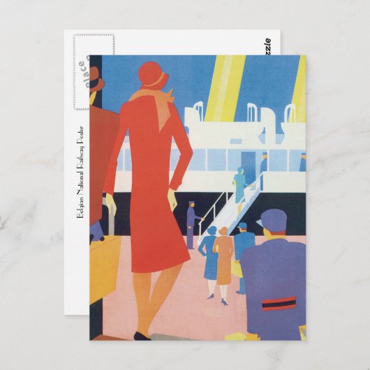 Art Deco Belgium Ferry Poster Briefkaart (Voorkant / Achterkant)