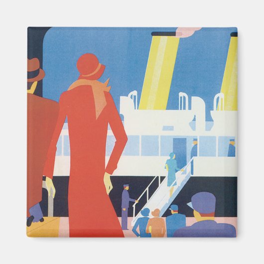Art Deco Belgium Ferry Poster Magneet (Voorkant)