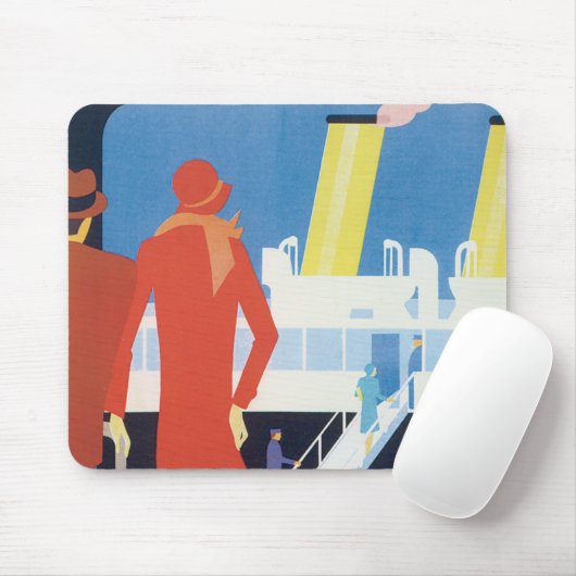 Art Deco Belgium Ferry Poster Muismat (Met muis)