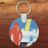 Art Deco Belgium Ferry Poster Sleutelhanger (Voorkant)