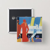 Art Deco Belgium Ferry Poster Vierkante Button 5,1 Cm (Voorkant /achterkant)