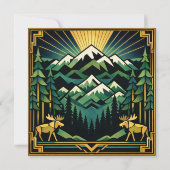 Art Deco Berg Bos Verjaardagsfeestje Kaart (Achterkant)