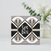 Art Deco Bewaar de datum Flat Kaart (Staand voorkant)