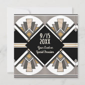 Art Deco Bewaar de datum Flat Kaart (Achterkant)