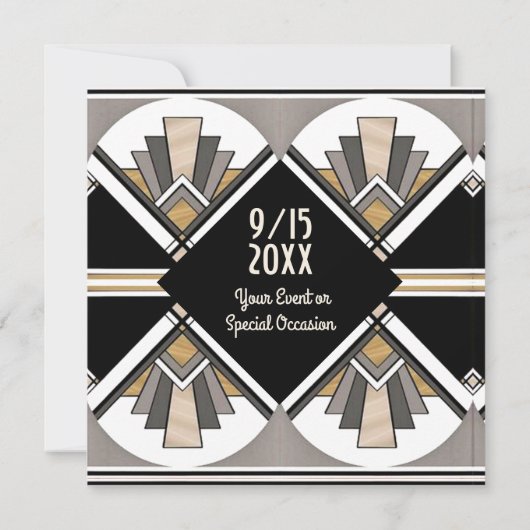 Art Deco Bewaar de datum Flat Kaart (Achterkant)