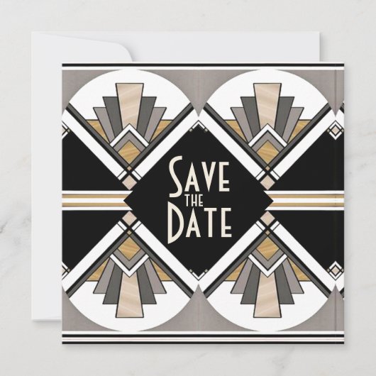 Art Deco Bewaar de datum Flat Kaart (Voorkant)