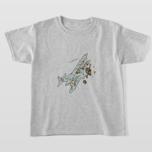 Art Deco Bi-planes - blauw geen tekst. T-shirt (Laagn)