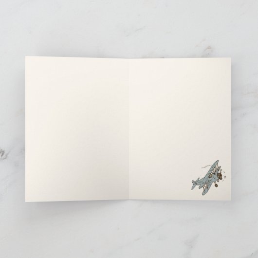 Art Deco Bi-planes - blauw Gelukkige Verjaardag. Kaart (Binnen)