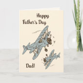 Art Deco Bi-planes - blauw Vaderdag! Kaart (Voorkant)