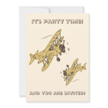 Art Deco Bi-planes - geel Feesttijd + details
