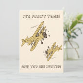 Art Deco Bi-planes - geel Feesttijd + details Kaart (Staand voorkant)