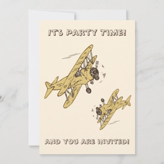 Art Deco Bi-planes - geel Feesttijd geen details Kaart (Voorkant)