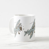 Art Deco Bi-planes - geel geen tekst. Koffiemok (Voorkant links)