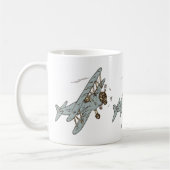 Art Deco Bi-planes - geel geen tekst. Koffiemok (Links)