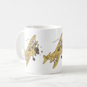 Art Deco Bi-planes - geel geen tekst. Koffiemok (Voorkant links)