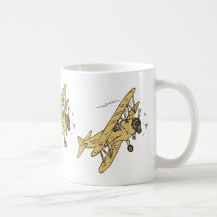 Art Deco Bi-planes - geel geen tekst. Koffiemok