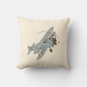 Art Deco Bi-planes - geel geen tekst. Kussen (Voorkant)