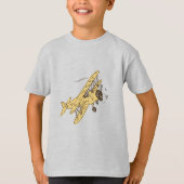 Art Deco Bi-planes - geel geen tekst. T-shirt (Voorkant)