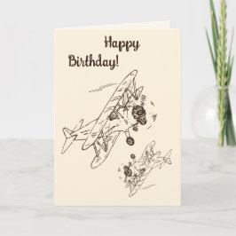 Art Deco Bi-planes - Gelukkige Verjaardag. Kaart