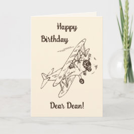 Art Deco Bi-planes - Gelukkige Verjaardag + naam. Kaart