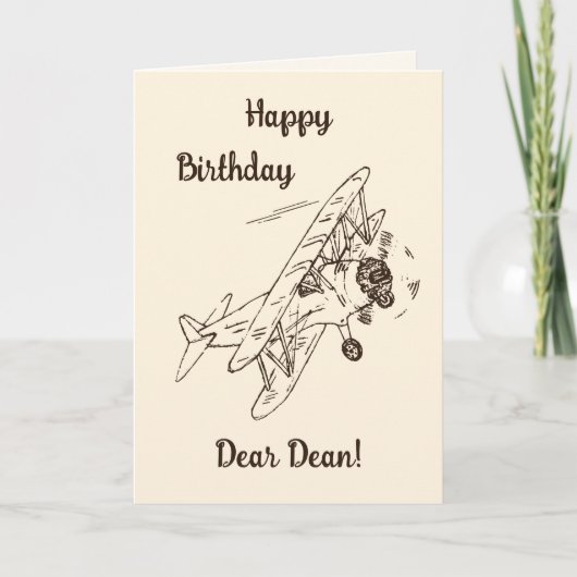 Art Deco Bi-planes - Gelukkige Verjaardag + naam. Kaart (Voorkant)