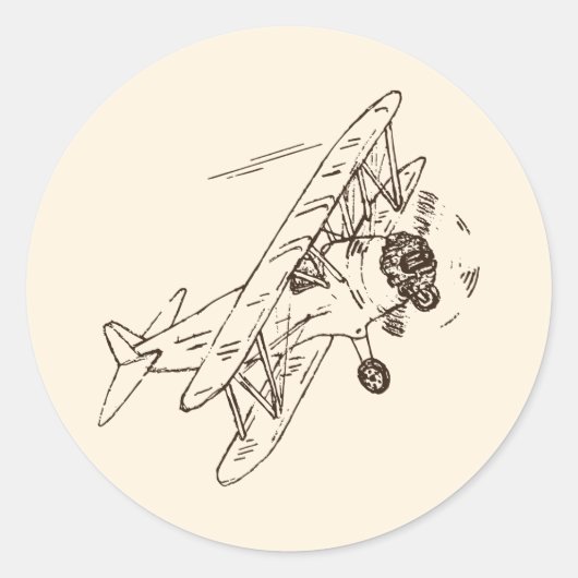 Art Deco Bi-planes - geschetste contouren zonder t Ronde Sticker (Voorkant)