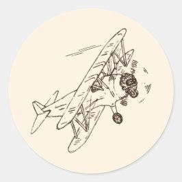 Art Deco Bi-planes - geschetste contouren zonder t Ronde Sticker