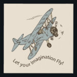Art Deco Bi-planes - laat je verbeelding vliegen. Imitatie Canvas Print<br><div class="desc">Handgetekende retro staal blauw bi-vlak ingesteld op een crème achtergrond. Dit is een doorzichtig afbeelding en de tekst is een vast onderdeel van het afbeelding. U kunt de achtergrondkleur en de grootte en positie van het afbeelding wijzigen en meer tekst toevoegen (misschien een naam toevoegen?). Dit ontwerp komt overeen met...</div>