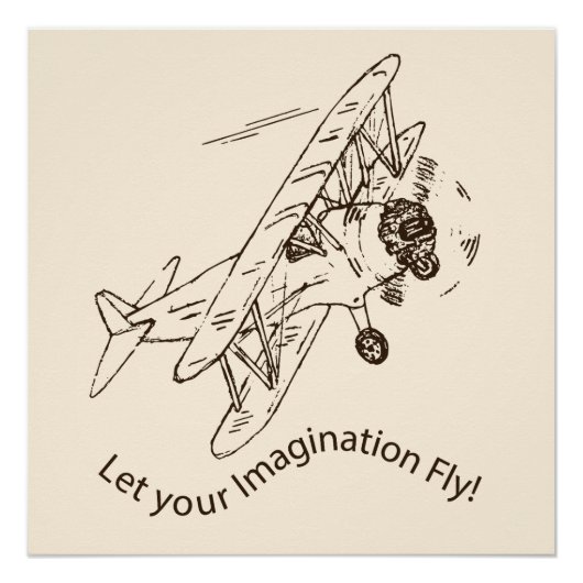 Art Deco Bi-planes - laat je verbeelding vliegen. Perfect Poster (Voorkant)