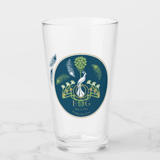 Art Deco Bier Glazen Pint Trouwen (Voorkant)