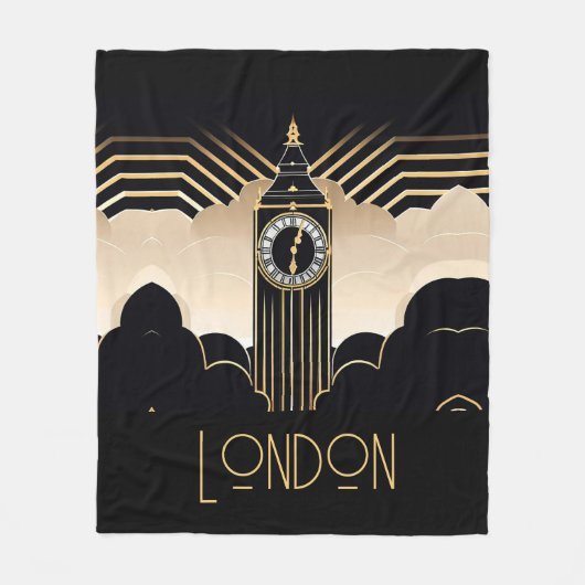 Art Deco Big Ben Fleece Deken (Voorkant)