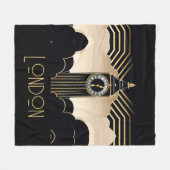 Art Deco Big Ben Fleece Deken (Voorkant (Horizontaal))