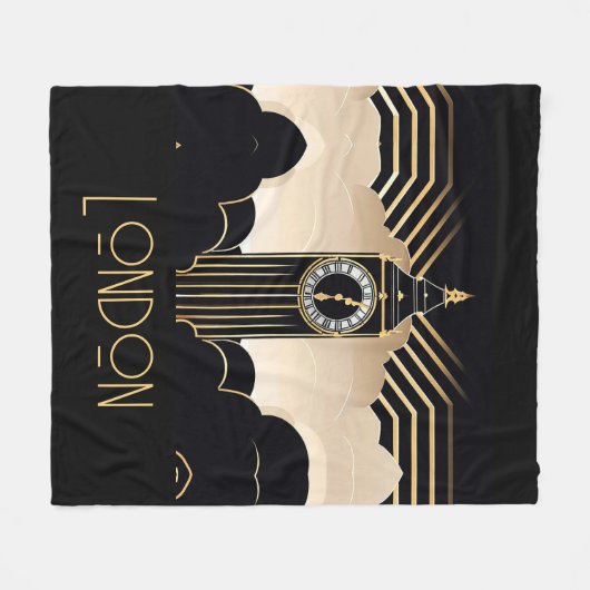 Art Deco Big Ben Fleece Deken (Voorkant (Horizontaal))