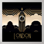 Art Deco Big Ben Poster<br><div class="desc">Groot en zijn toren is gedaan in een prachtige zwart en gouden art deco stijl.</div>