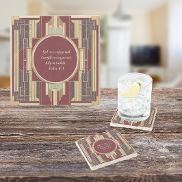 Art Deco  Bijbelvers Stenen Onderzetter