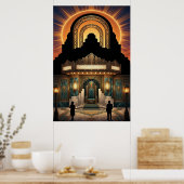 Art Deco Bioscoop Ingang Goud & Marmer Vintage Poster (Keuken)