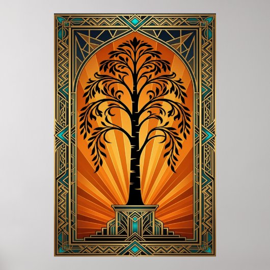 Art Deco Bioscoop Klapbord Renner Goud Poster (Voorkant)