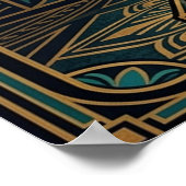 Art Deco Bioscoop Popcornmachine Goud & Teal Poster (Hoek)
