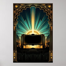 Art Deco Bioscoop Popcornmachine Goud & Teal